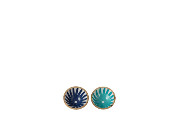 Bol Rayons en bois de manguier bleu/blanc très petit assortiment de 2 – Image 2