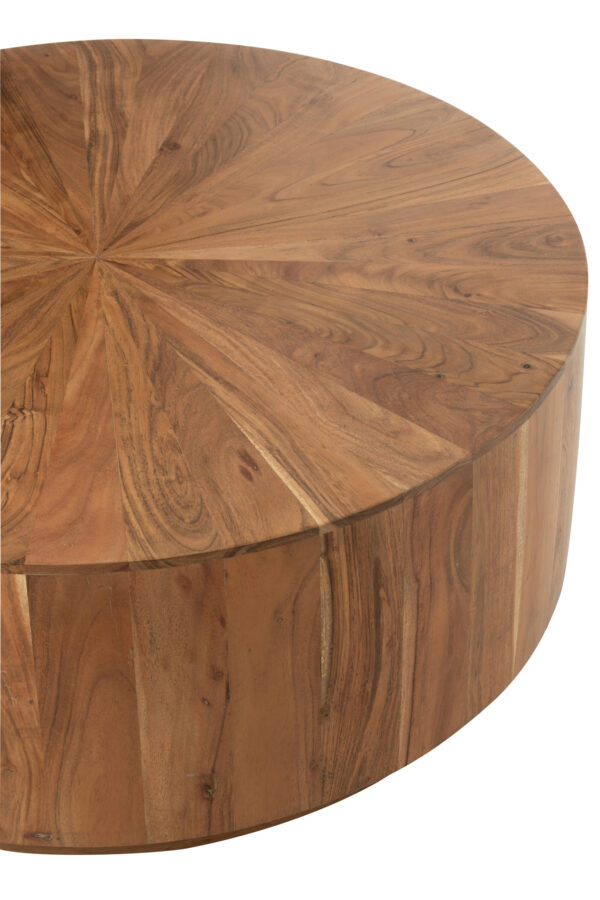 Table basse ronde en bois d'acacia/MDF naturel – Image 3