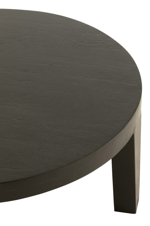 Table basse ronde en bois de manguier noir mat – Image 3