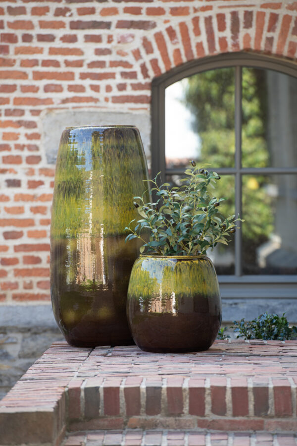Vase en céramique verte olive de grande taille – Image 3