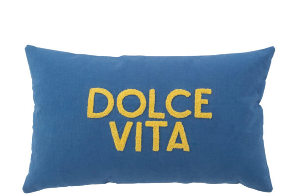 Coussin Dolce Vita en coton bleu/jaune