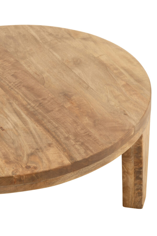 Table basse ronde en bois de manguier naturel – Image 3