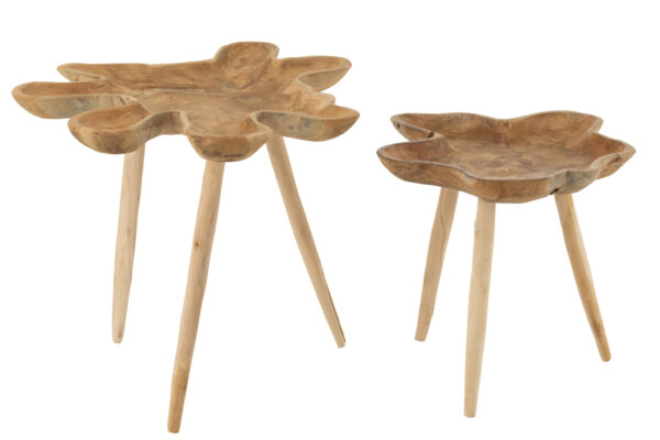 Ensemble de 2 tables d'appoint en bois de teck naturel. – Image 4