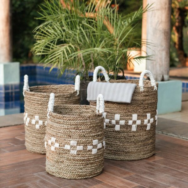 Panier à linge LAWANG | Panier de plantes | Panier de rangement en jonc de mer (3 tailles)