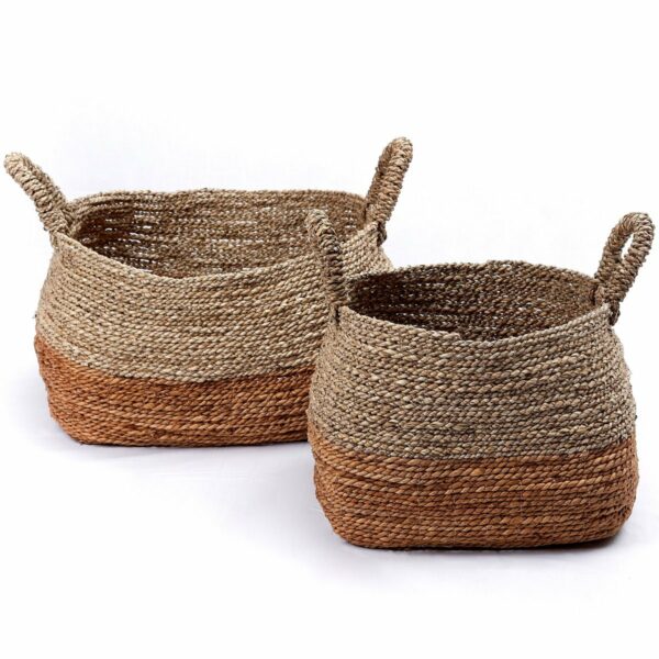 Panier de rangement | Panier à linge | Panier à plantes MAJALENGKA (naturel) en fibre de bananier et jonc de mer (3 tailles) – Image 8
