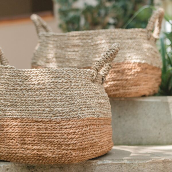 Panier de rangement | Panier à linge | Panier à plantes MAJALENGKA (naturel) en fibre de bananier et jonc de mer (3 tailles) – Image 6
