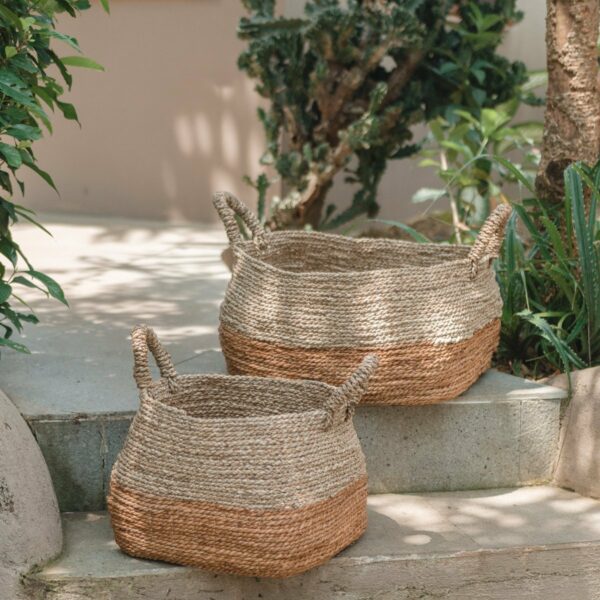 Panier de rangement | Panier à linge | Panier à plantes MAJALENGKA (naturel) en fibre de bananier et jonc de mer (3 tailles) – Image 3