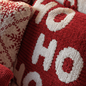 Coussin Hohoho Polyester Noël Rouge/Blanc Assortiment de 2