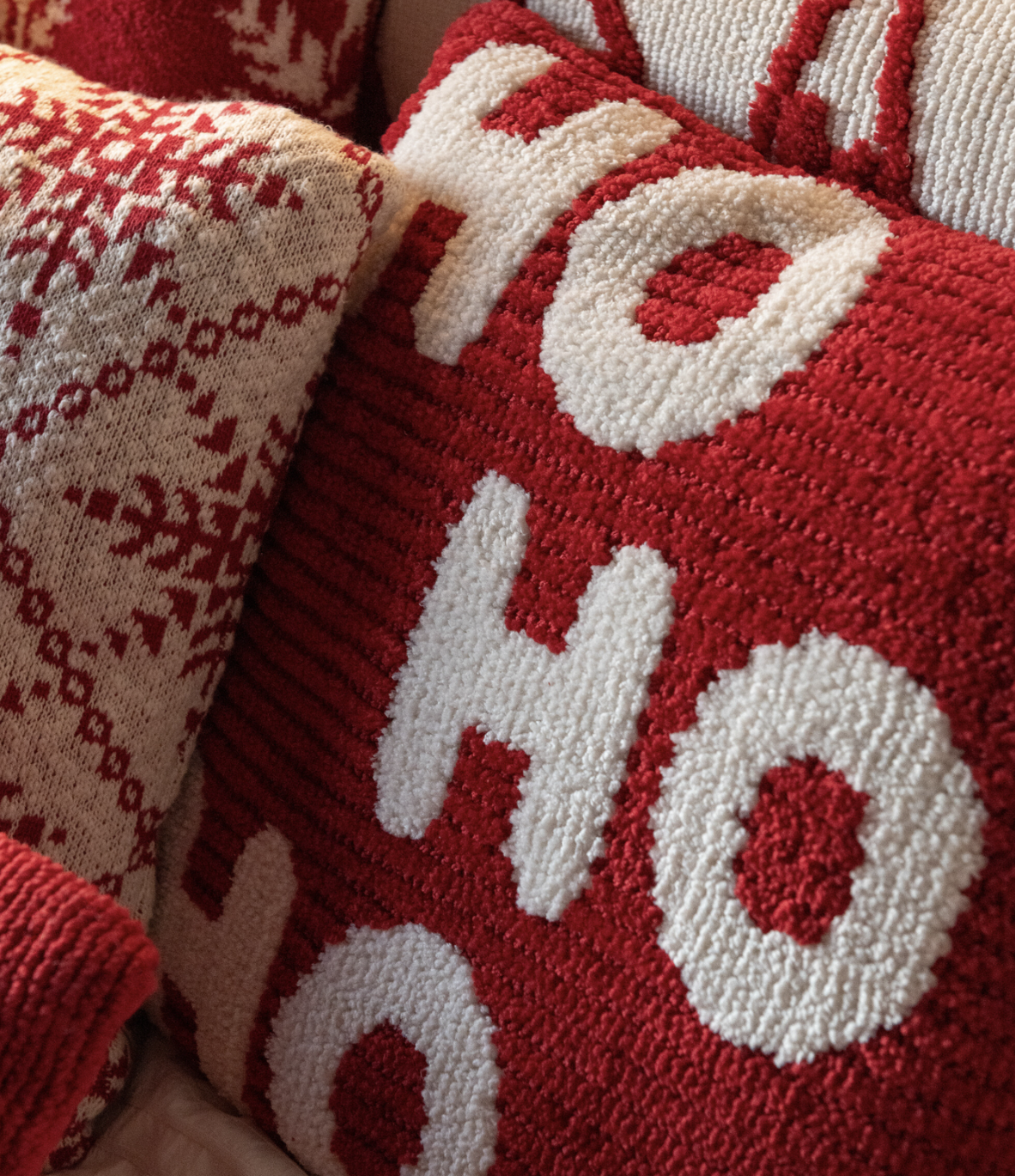 Coussin Hohoho Polyester Noël Rouge/Blanc Assortiment de 2
