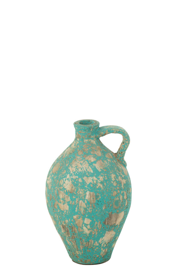 Vase Carafe Antique Argile/Ciment Azur