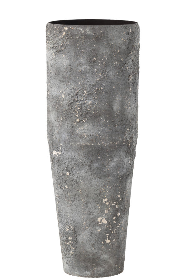 Vase Cylindre en Métal Brut Gris
