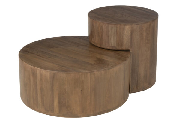 Ensemble de 2 tables en bois de manguier marron