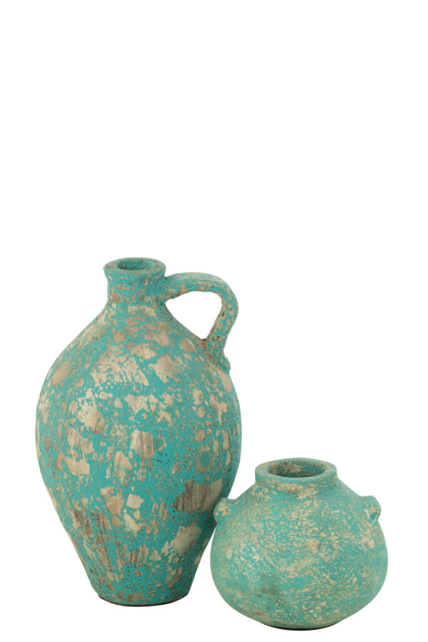Vase Carafe Antique Argile/Ciment Azur – Image 2