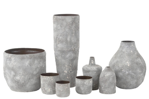 Vase Cylindre en Métal Brut Gris – Image 2