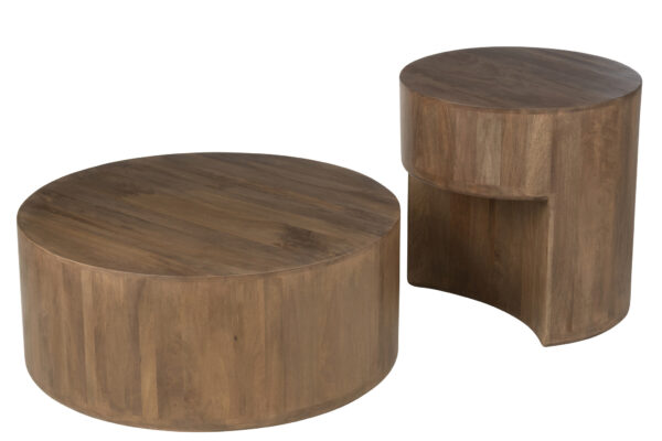 Ensemble de 2 tables en bois de manguier marron – Image 2