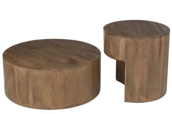 Ensemble de 2 tables en bois de manguier marron – Image 3