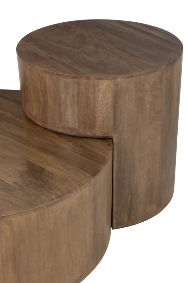 Ensemble de 2 tables en bois de manguier marron – Image 5