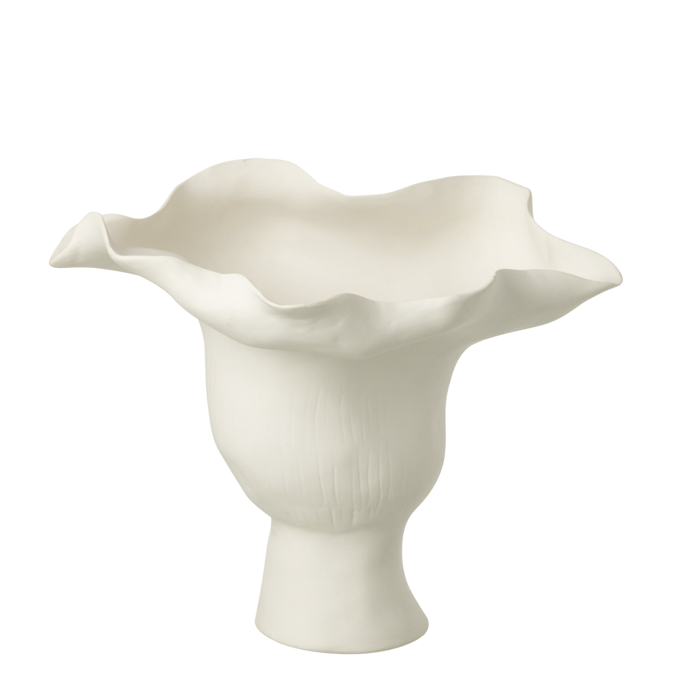 Vase en céramique blanc à hélice large irrégulière