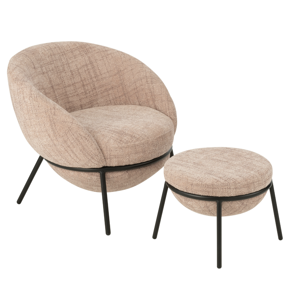 Repose-pieds en fer rose clair/noir