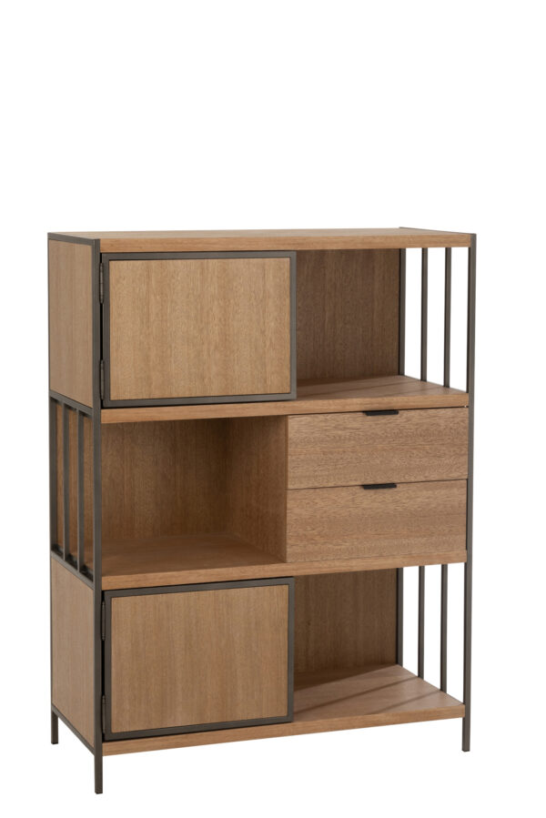 Armoire Différents Compartiments Bois/Métal Naturel