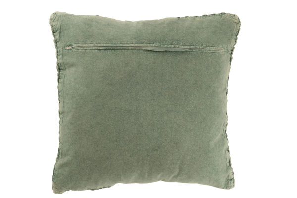 Coussin tricoté en coton lavé vert avec tresse. – Image 2