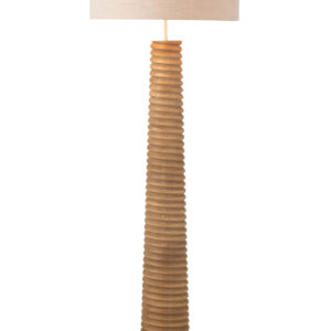 Lampe sur pied en bois d'ailante fileté naturel/gris
