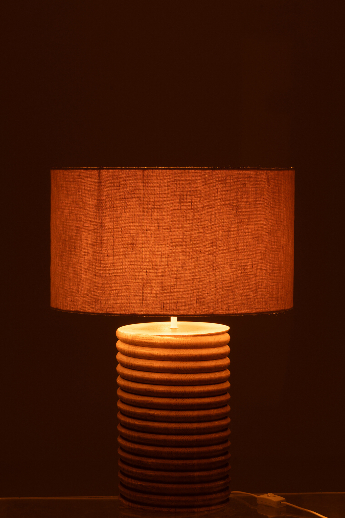 Lampe de table en bois d'ailante naturel/gris à filetage large – Image 3