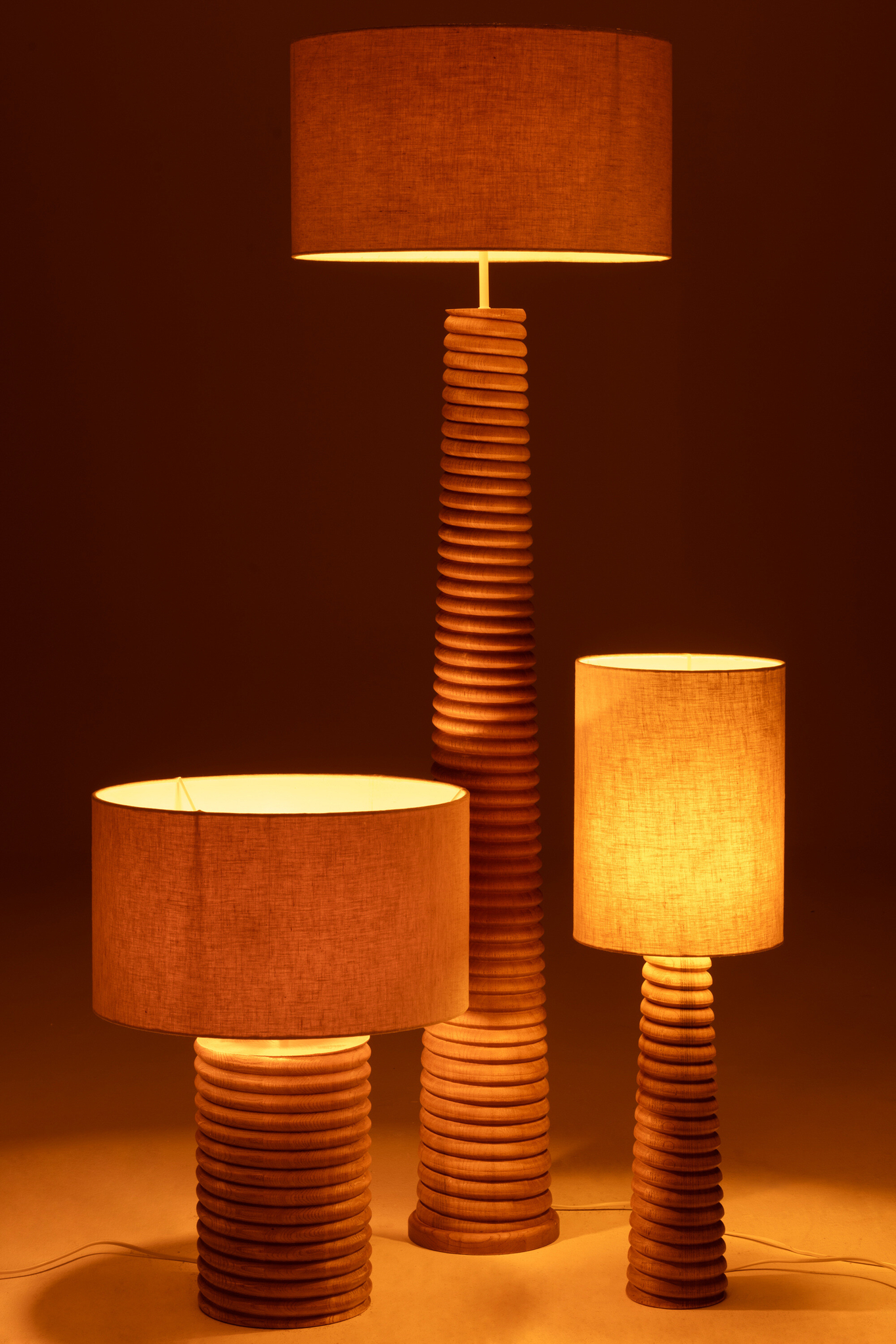 Lampe de table en bois d'ailante naturel/gris à filetage large – Image 6