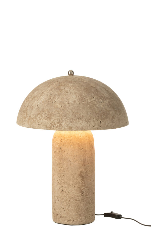 Lampe de table en papier mâché beige "Mashroom" – Image 2