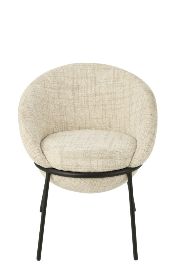 Chaise de salle à manger avec pieds en fer beige/noir