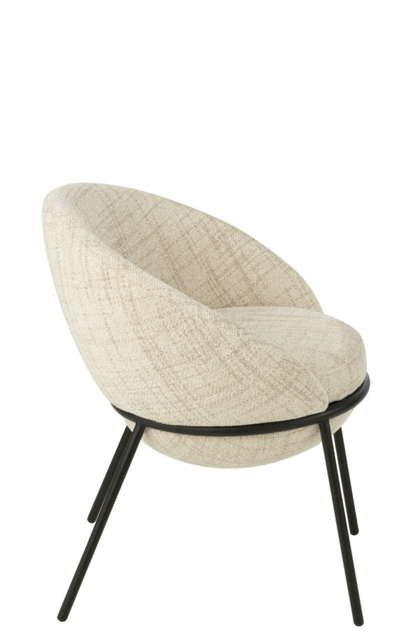 Chaise de salle à manger avec pieds en fer beige/noir – Image 2