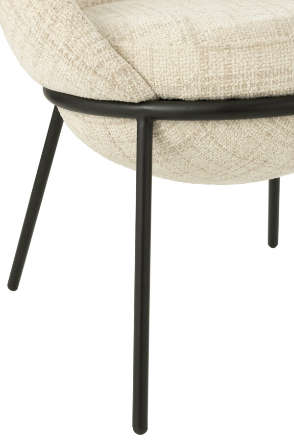 Chaise de salle à manger avec pieds en fer beige/noir – Image 4