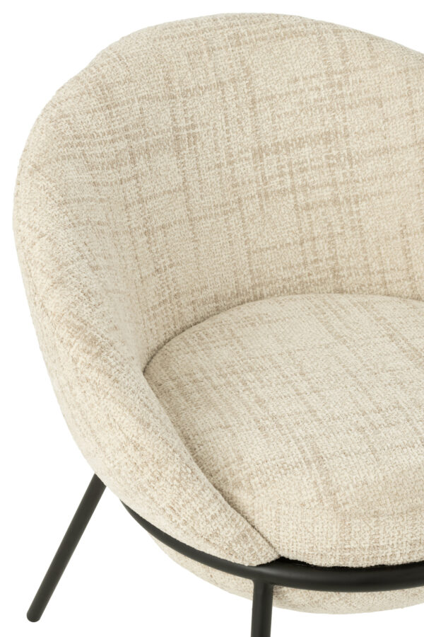 Chaise de salle à manger avec pieds en fer beige/noir – Image 5