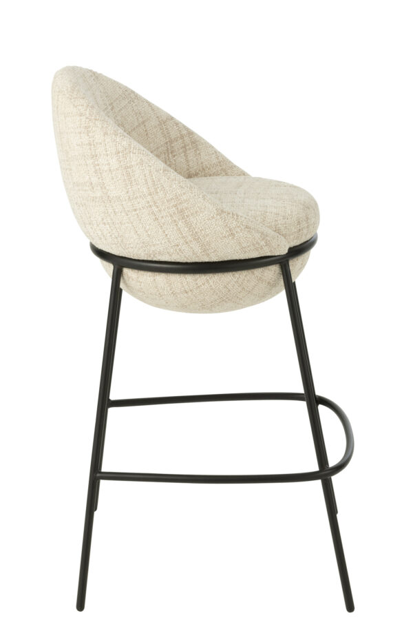 Tabouret de bar avec pieds en fer beige/noir – Image 2