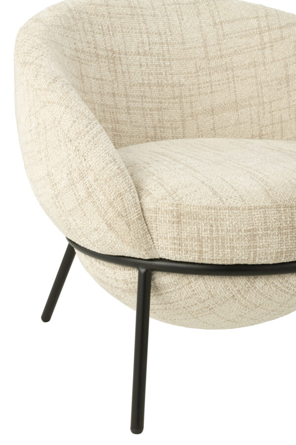Fauteuil de salon + Repose-pieds en fer beige/noir – Image 4