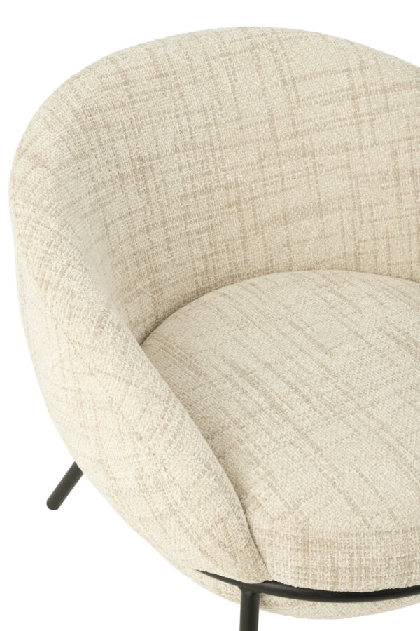 Fauteuil de salon + Repose-pieds en fer beige/noir – Image 5