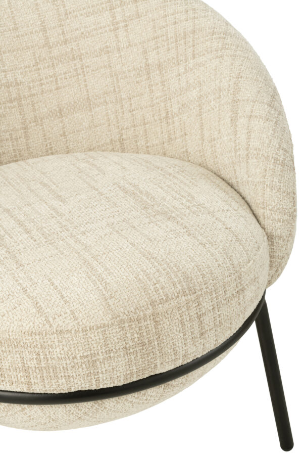 Fauteuil de salon + Repose-pieds en fer beige/noir – Image 6
