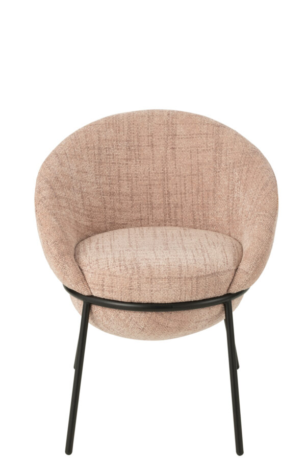 Chaise de salle à manger avec pieds en fer rose clair/noir