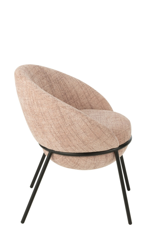 Chaise de salle à manger avec pieds en fer rose clair/noir – Image 2