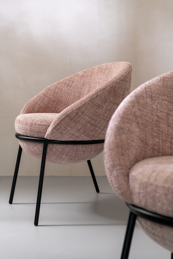Chaise de salle à manger avec pieds en fer rose clair/noir – Image 11