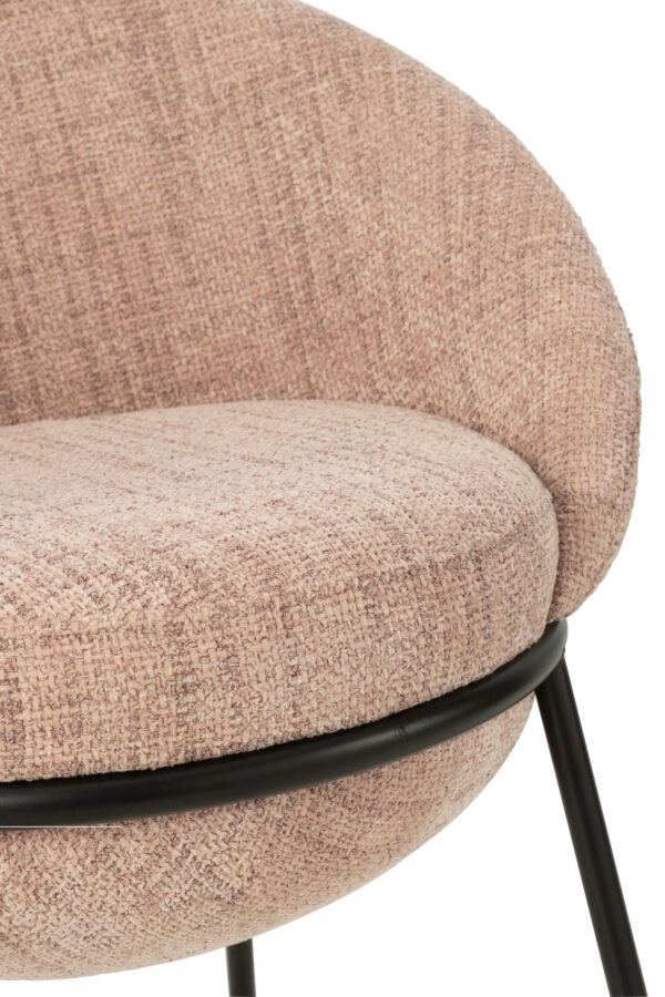 Chaise de salle à manger avec pieds en fer rose clair/noir – Image 6