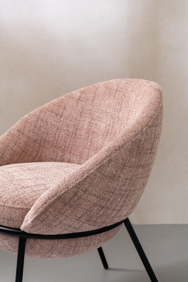 Chaise de salle à manger avec pieds en fer rose clair/noir – Image 9