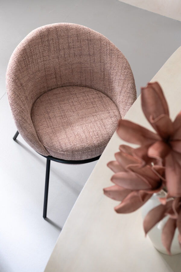 Chaise de salle à manger avec pieds en fer rose clair/noir – Image 10