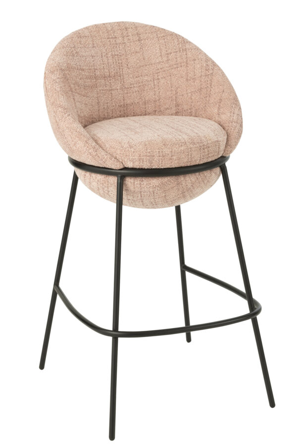 Tabouret de bar Tabouret de bar avec pieds en fer rose clair/noir – Image 7