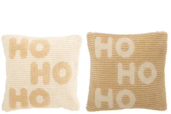 Coussin Hohoho Polyester Blanc/Beige Assortiment de 2
