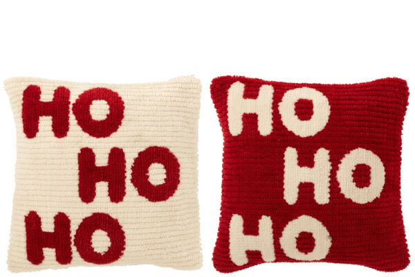 Coussin Hohoho Polyester Noël Rouge/Blanc Assortiment de 2