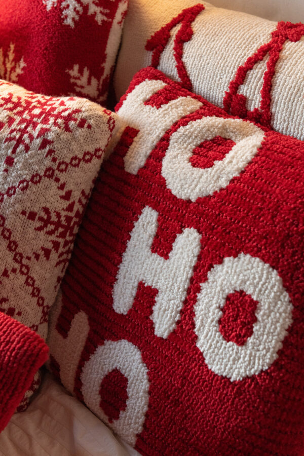 Coussin Hohoho Polyester Noël Rouge/Blanc Assortiment de 2 – Image 3