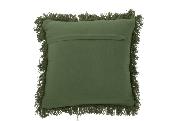 Coussin en laine à lignes arrondies vert kaki