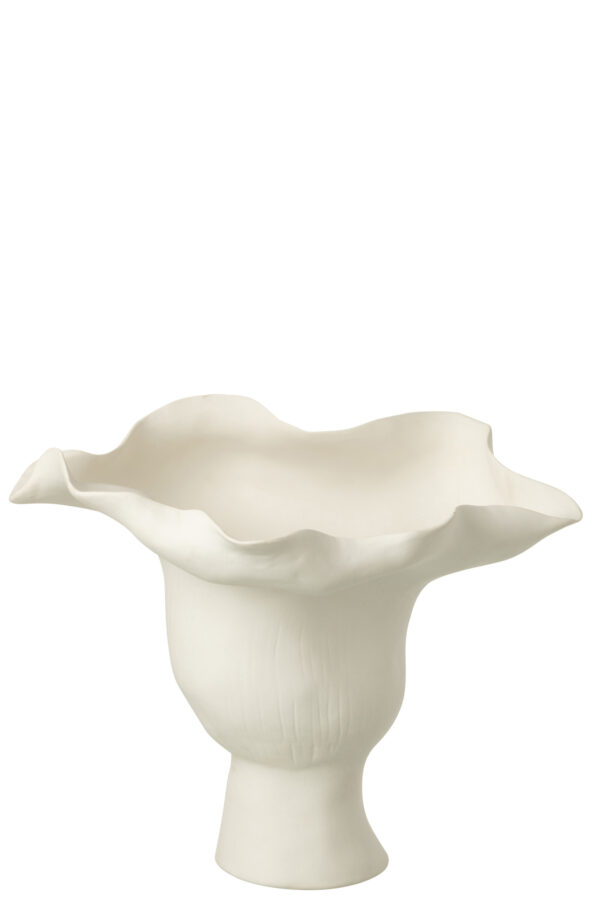 Vase en céramique blanc à hélice large irrégulière