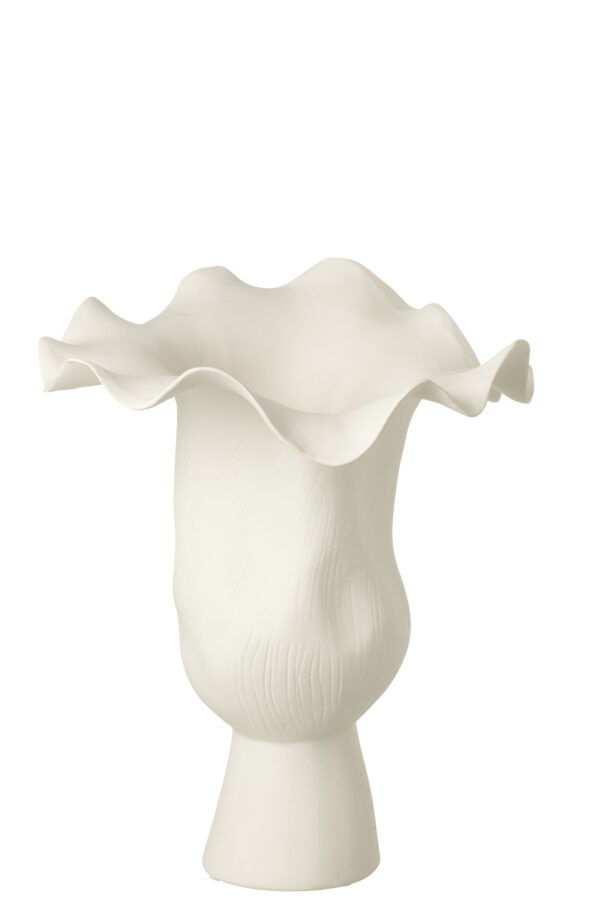 Vase en céramique blanc à hélice étroite irrégulière – Image 3